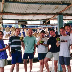 Roadside stop, coconuts and cassava bread